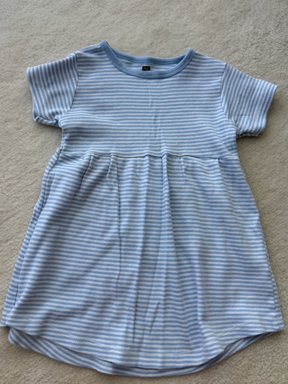 HB 100% Cotton Striped Blue & White Baby Girl Dress